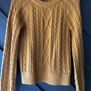 Cableknit mustard sweater from Abercrombie and Fitch